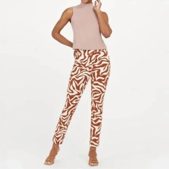 Spanx Stylish Brown and White Patterned Women's Pants Size M - Picture 3 of 5